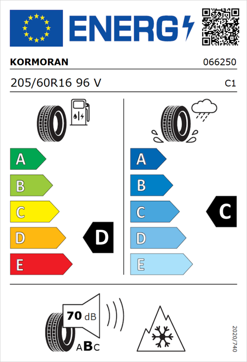 Tyre Label for Kormoran All Season 205/60R16 96V